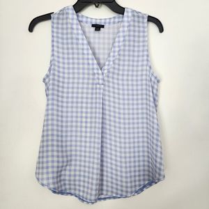 LOFT Blue Gingham Sleeveless Blouse - Size XXSP